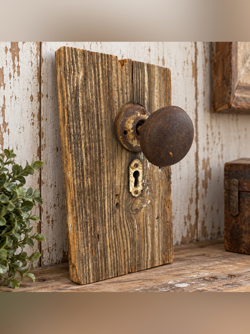 Antique Door Knob Rim Lock 1880-1920 Reclaimed Wood Rustic Farmhouse Decor